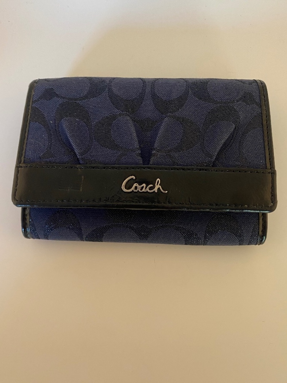 Coach Soho Signature Pleated Snap Clutch in Dark Blue Jacquard (new)